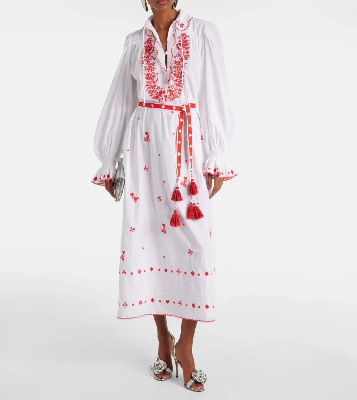 Alemais Hearts Embroidered Dress White Size 8 photo 4