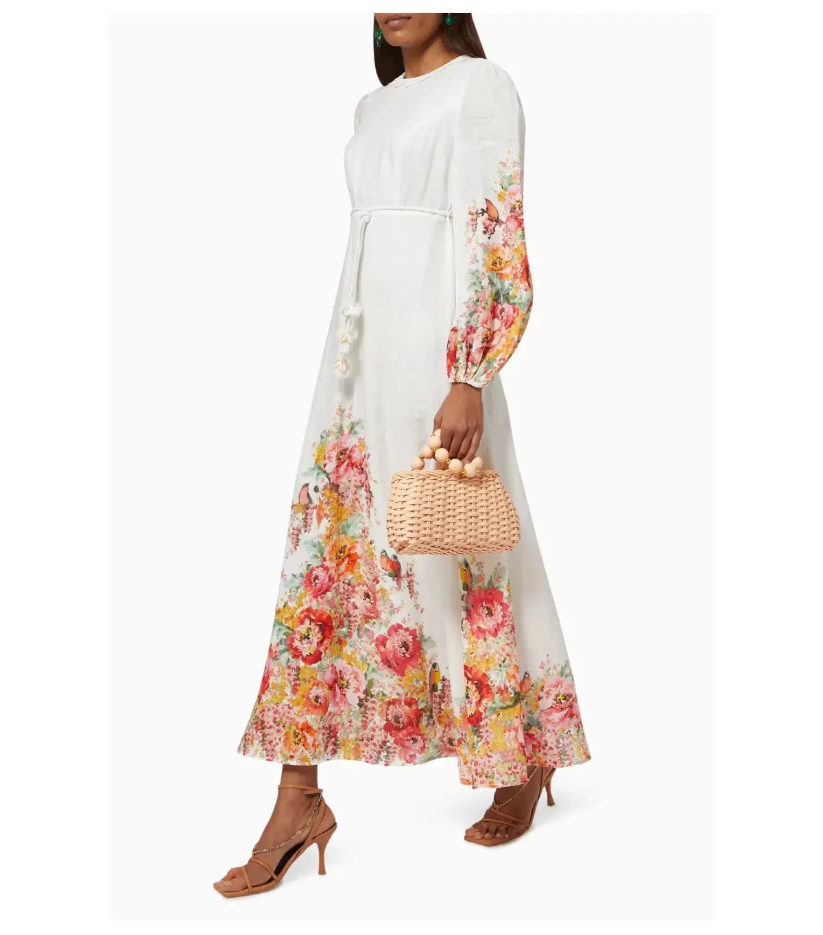 Zimmermann Mae Midi Dress White Floral Size 0 / AU 8 photo 2