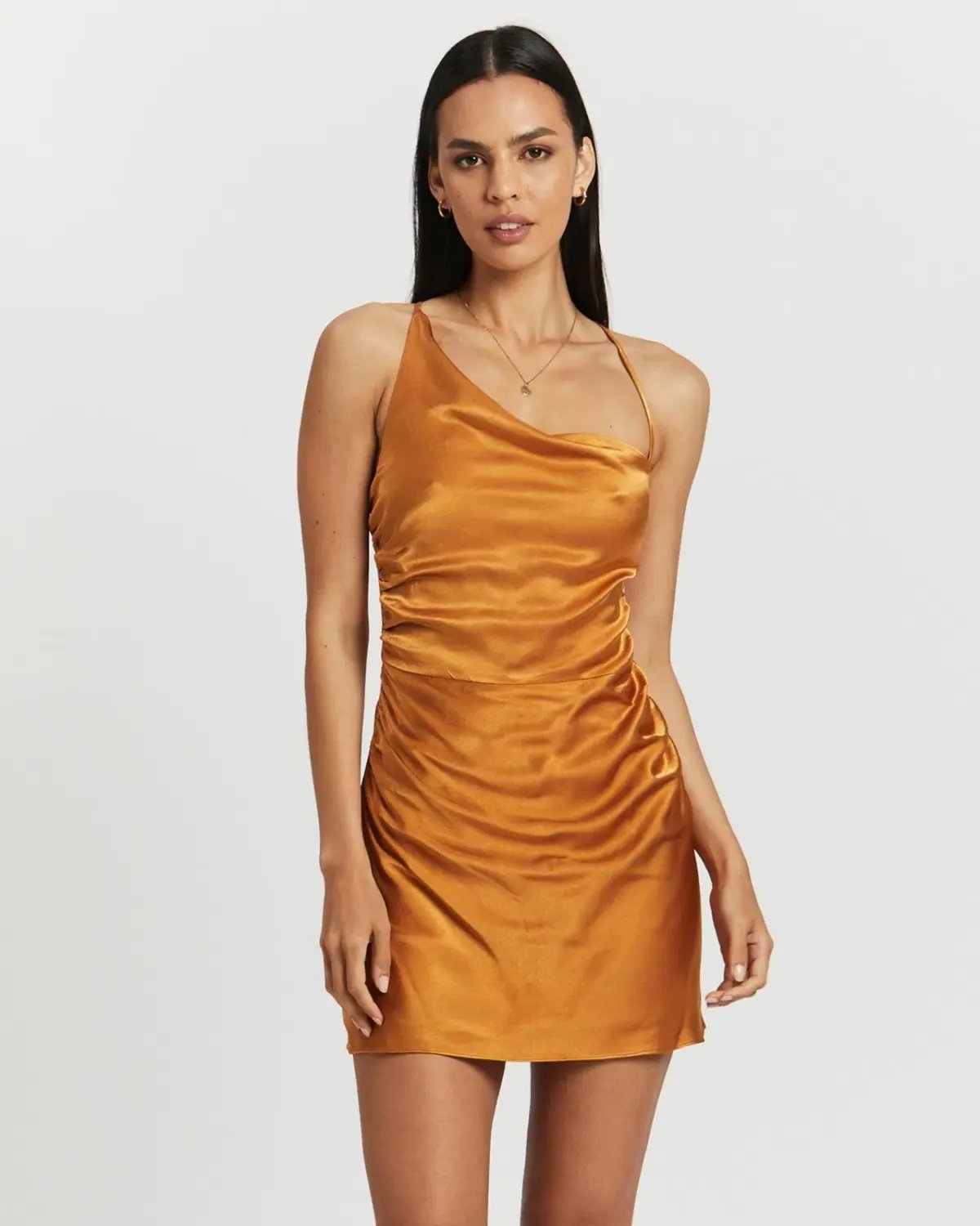 Shona Joy Alma Bias Cowl Mini Dress Turmeric Size 6 photo 2