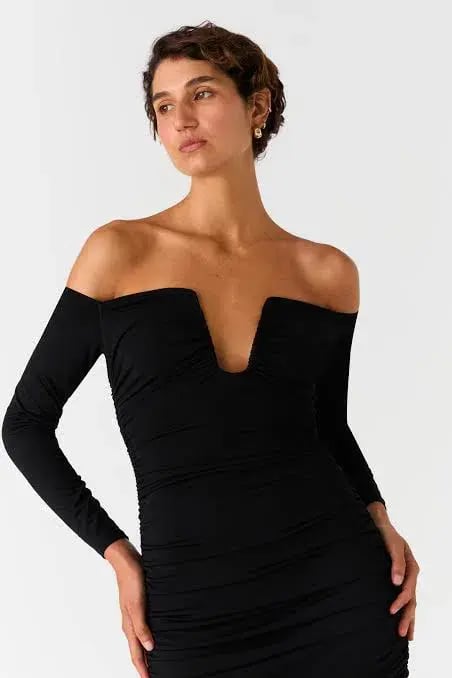 Misha Raelynn Matte Slinky Midi Dress Black Size 8/S photo 2