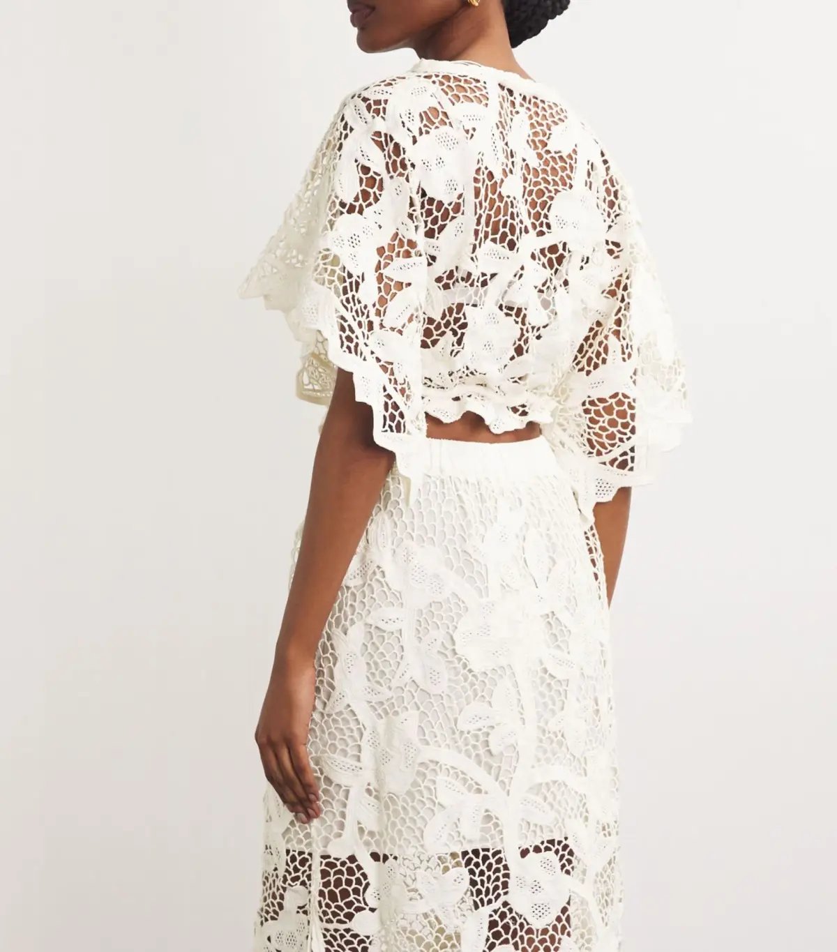 Zimmermann Golden Crochet Lace Top and Skirt Set Ivory Size 0 / AU 8 photo 3