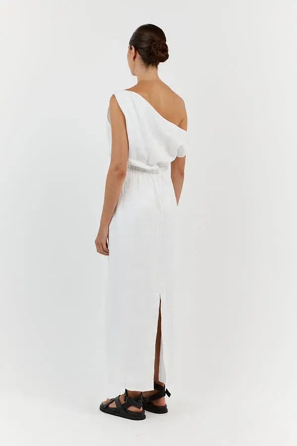 Dissh Cass Linen Asym Midi Dress White Size 8 photo 3
