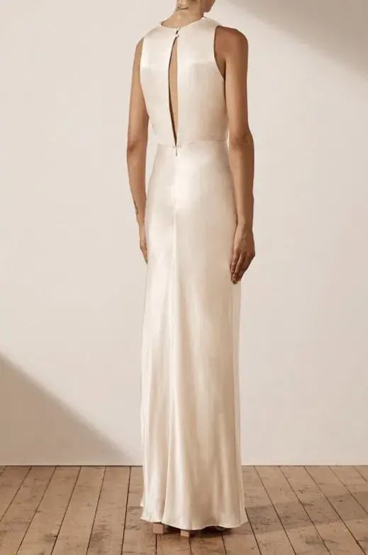 Shona Joy La Lune High Neck Maxi Dress Cream Size 10 photo 3