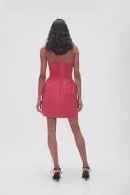 Aje Baret Strapless Mini Dress Hot Pink Size 10 photo 3