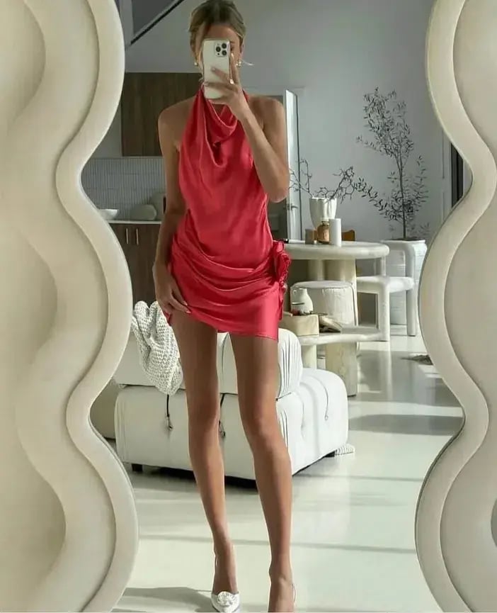 Arcina Ori Rosa Dress Red Size M/AU 10 photo 7