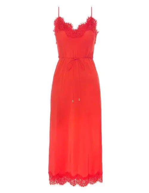 Zimmermann Crepe de Chine Lace Slip Midi Dress Tomato Red Size 0 / AU 8 photo 4