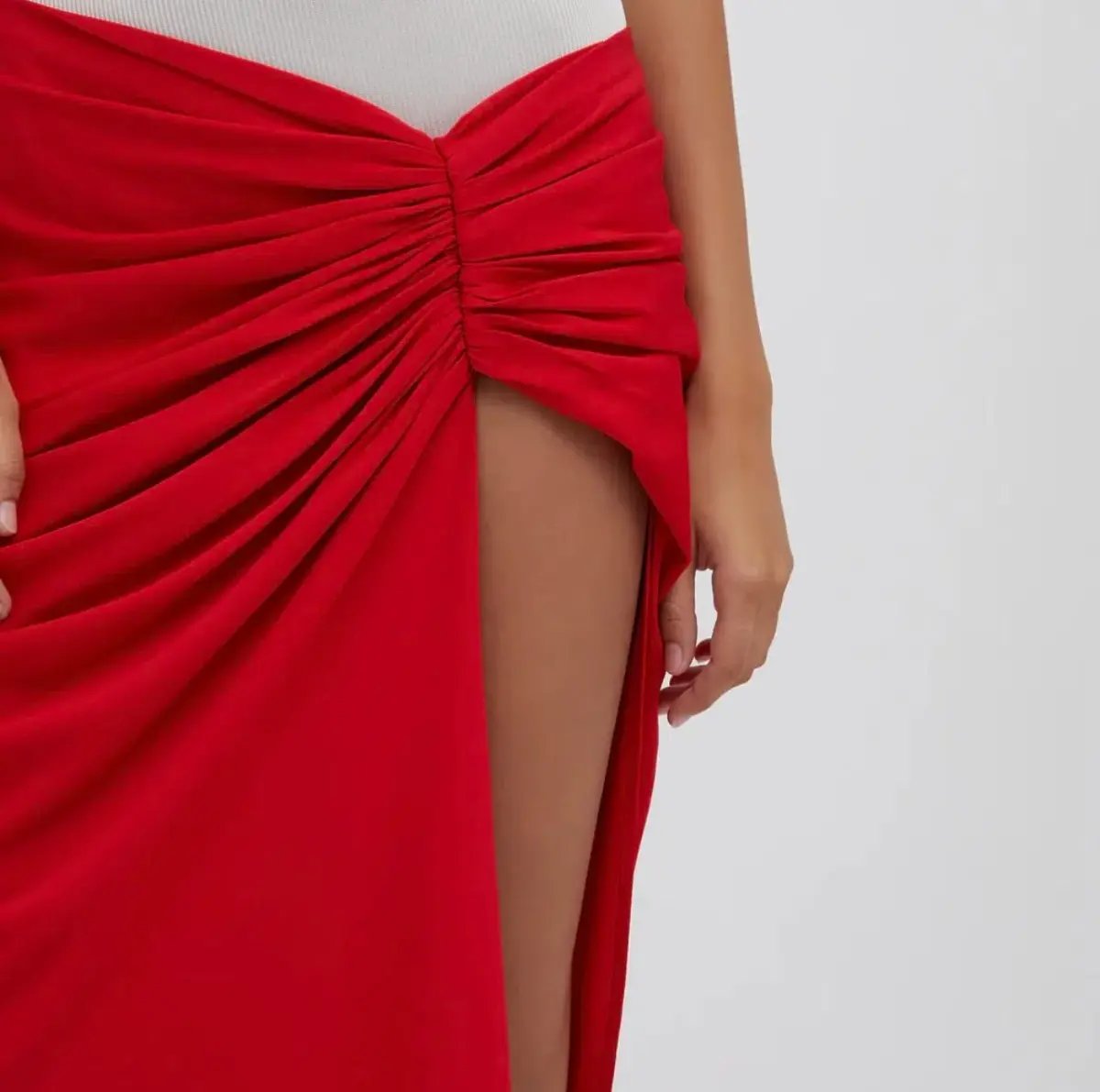 Christopher Esber Euripipdes Ruched Skirt Red Size 8 photo 3