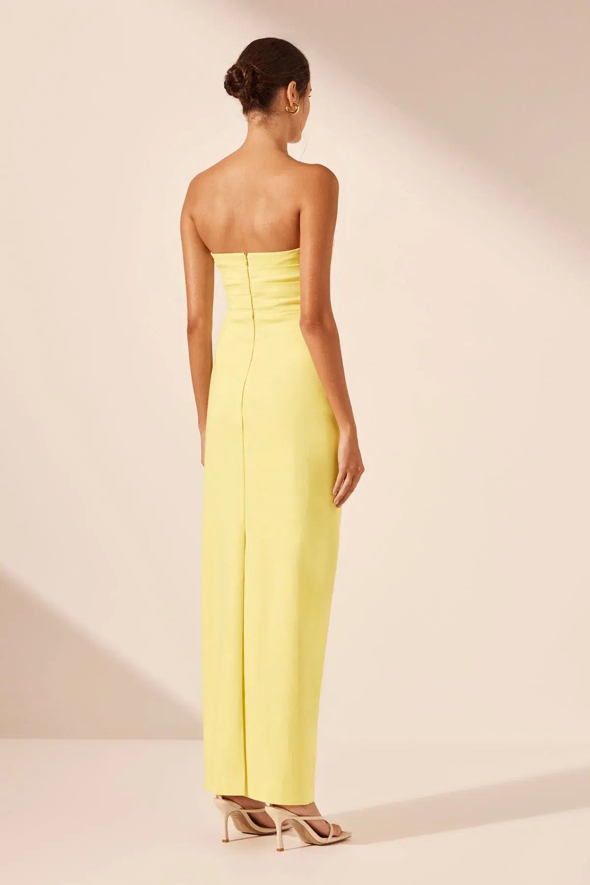 Shona Joy Lani Strapless Draped Maxi Dress Lemon Size 10 photo 2