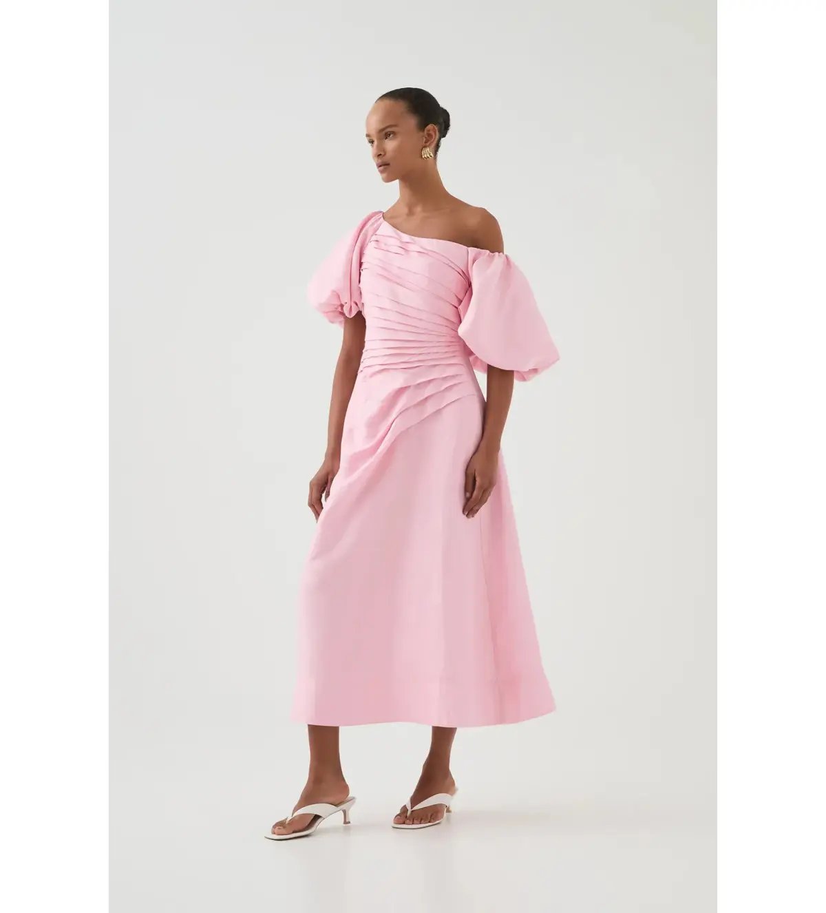 Aje Cadence Ruched Midi Dress in Ballerina Pink Size L / AU 12 photo 2