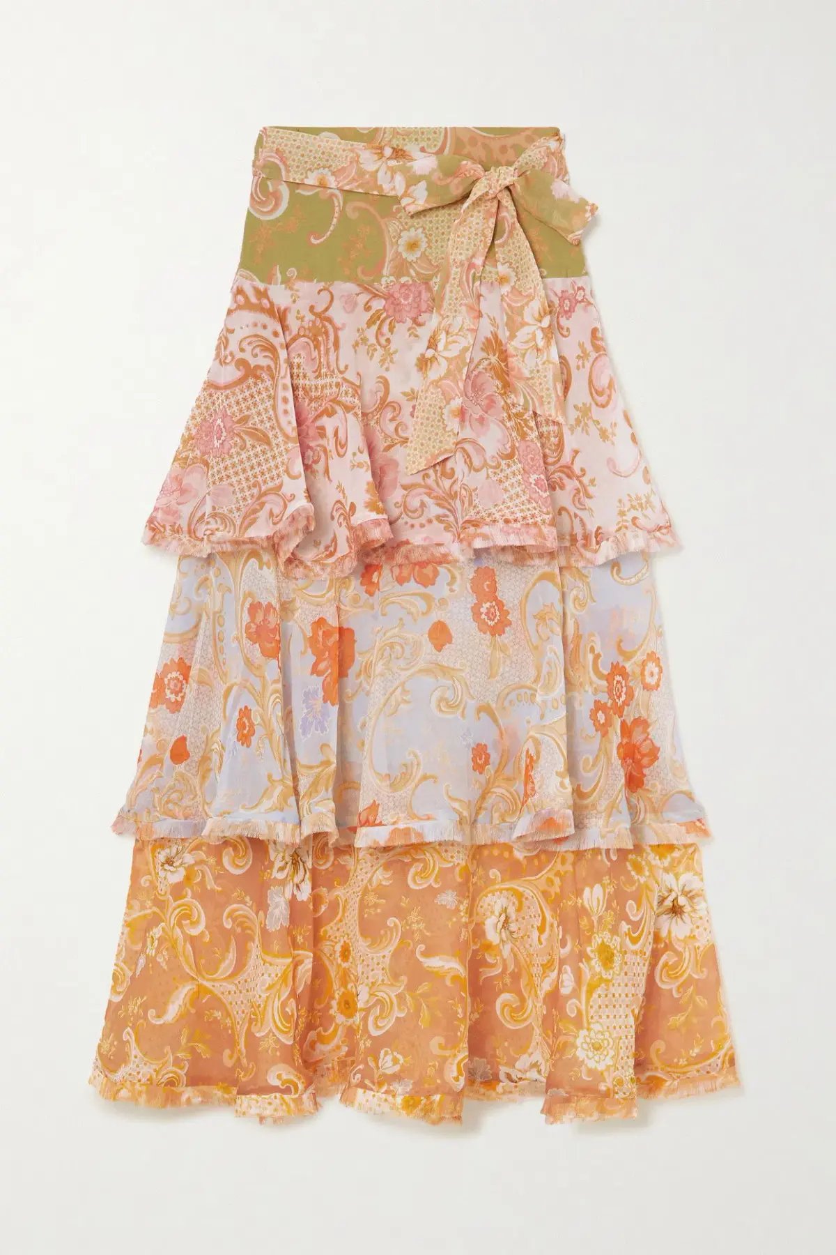 Zimmermann Postcard Ruffled Mini Skirt Mixed Swirl Floral Size 0P / AU 6 photo 3