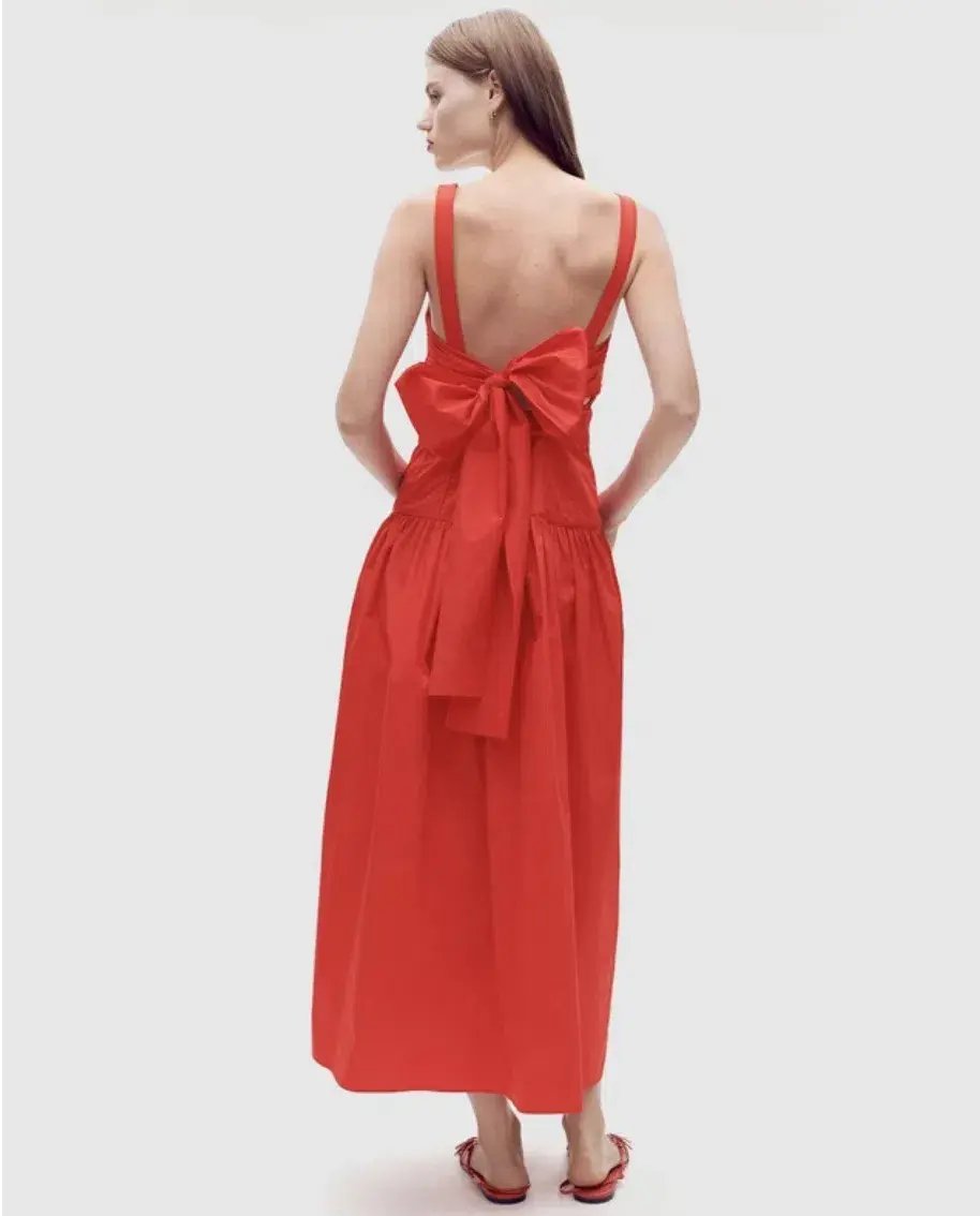 Oroton Poppy Tie Back Sundress Red Size 8 photo 3