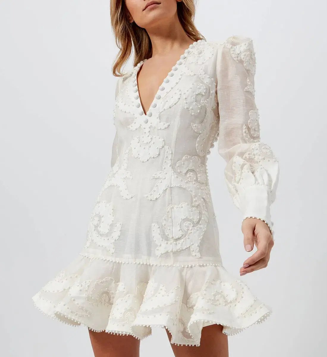 Zimmermann Sunny Appliqué Flip Dress White Size 8 photo 2