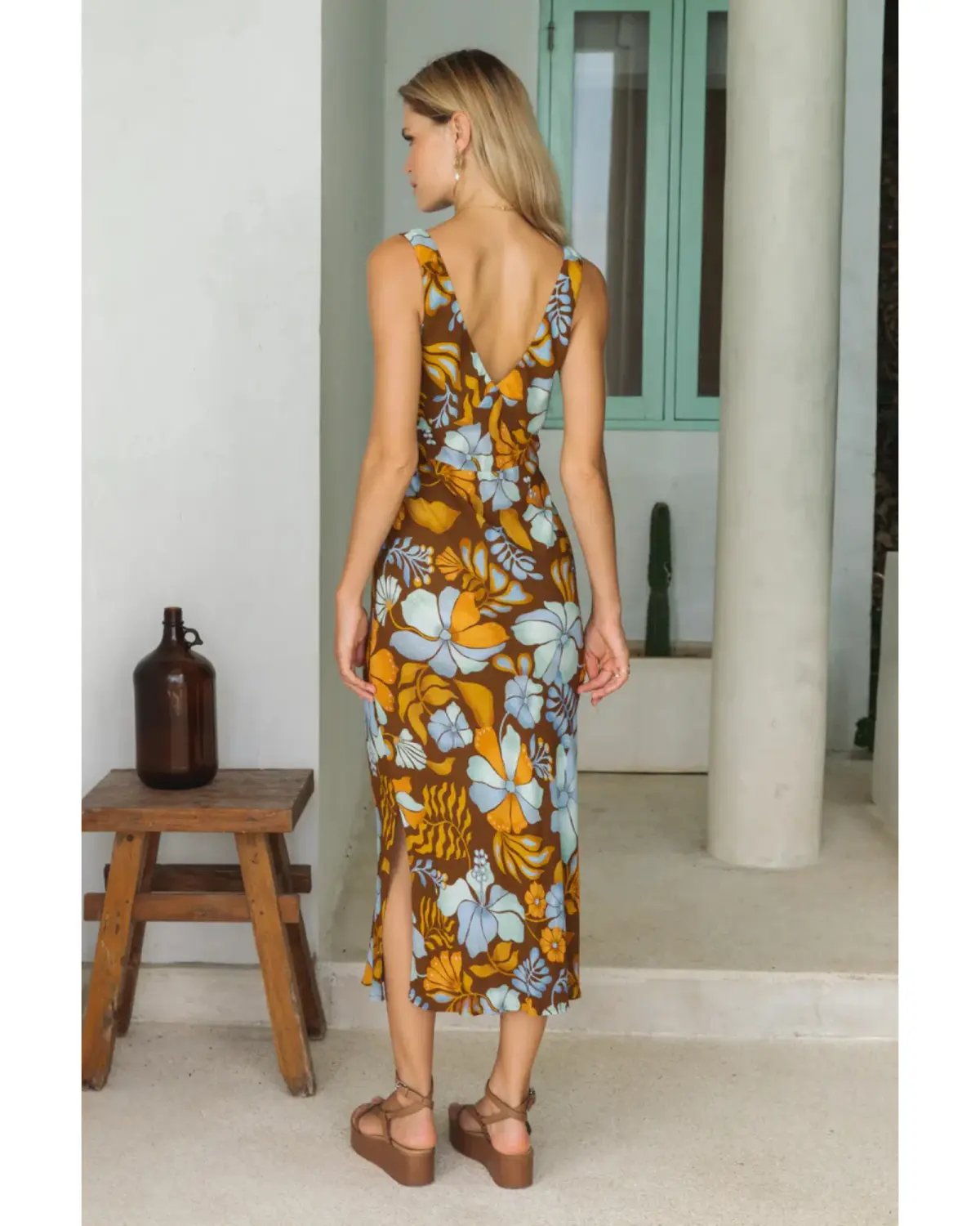 Nine Lives Bazaar Sara Bias Midi Dress Bamboo Size AU 14 photo 3