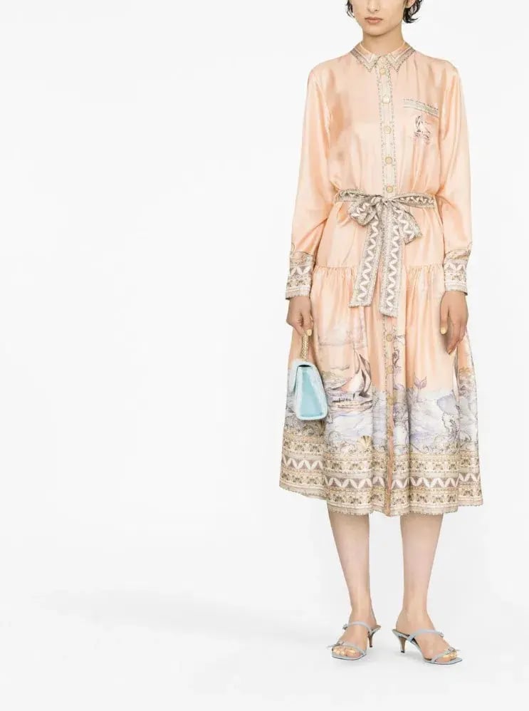 Zimmermann High Tide Odyssey Print Shirt Midi Dress Multi Size 1 / AU 10 photo 4