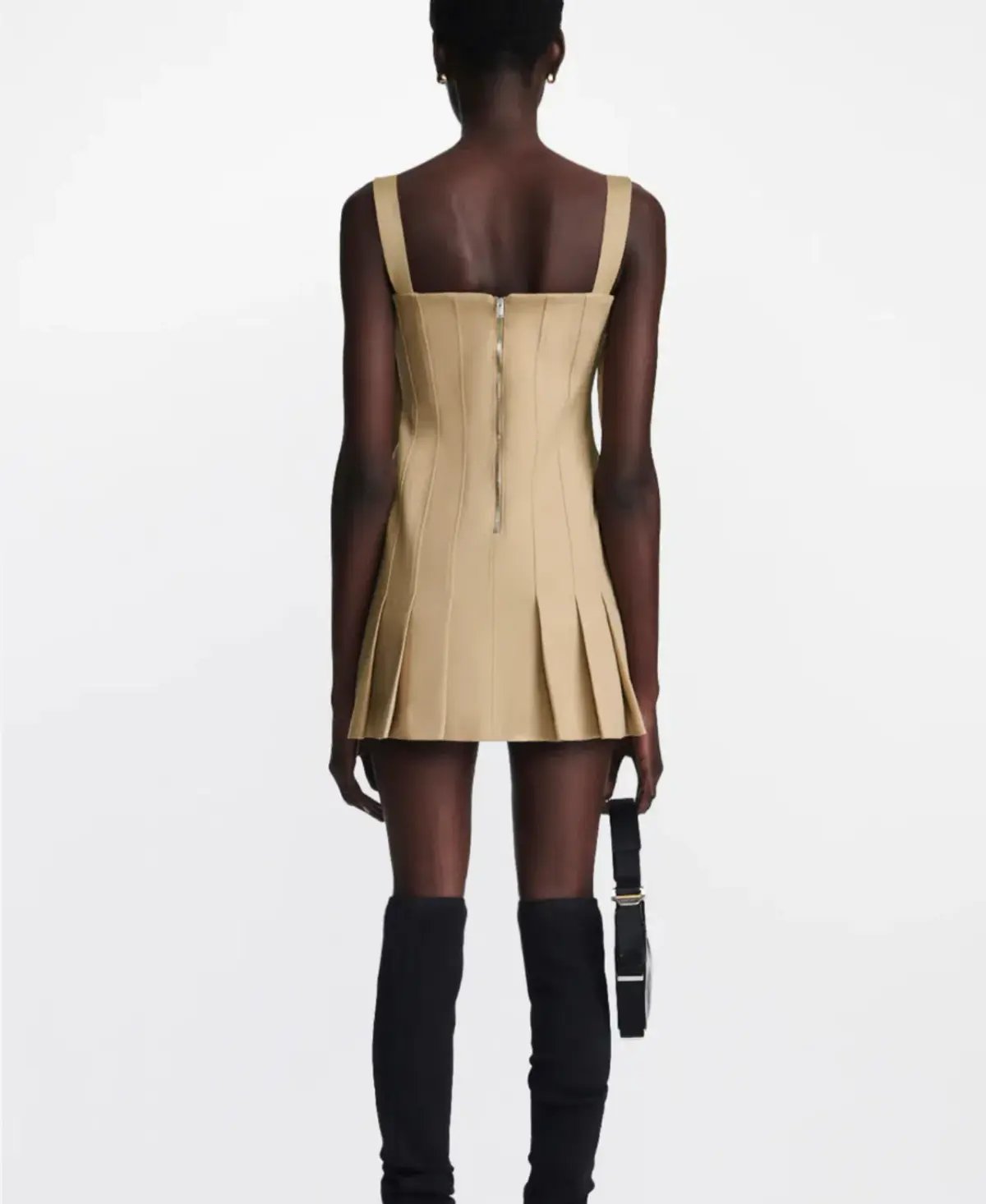 Dion Lee Safety Slider Pleat Mini Dress Dune Size 12 photo 3