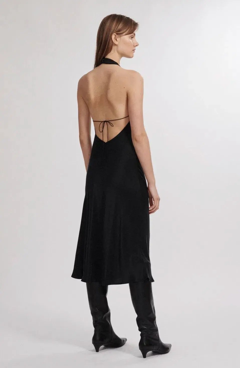 Silk Laundry Halter Dress Black Size 8 photo 2