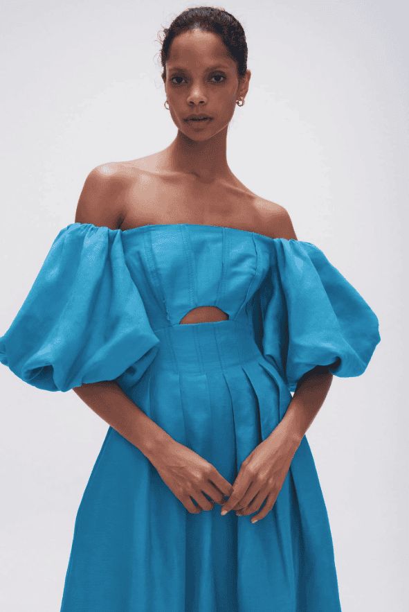 Aje Eugenie Off Shoulder Midi Dress - Azure Blue photo 2
