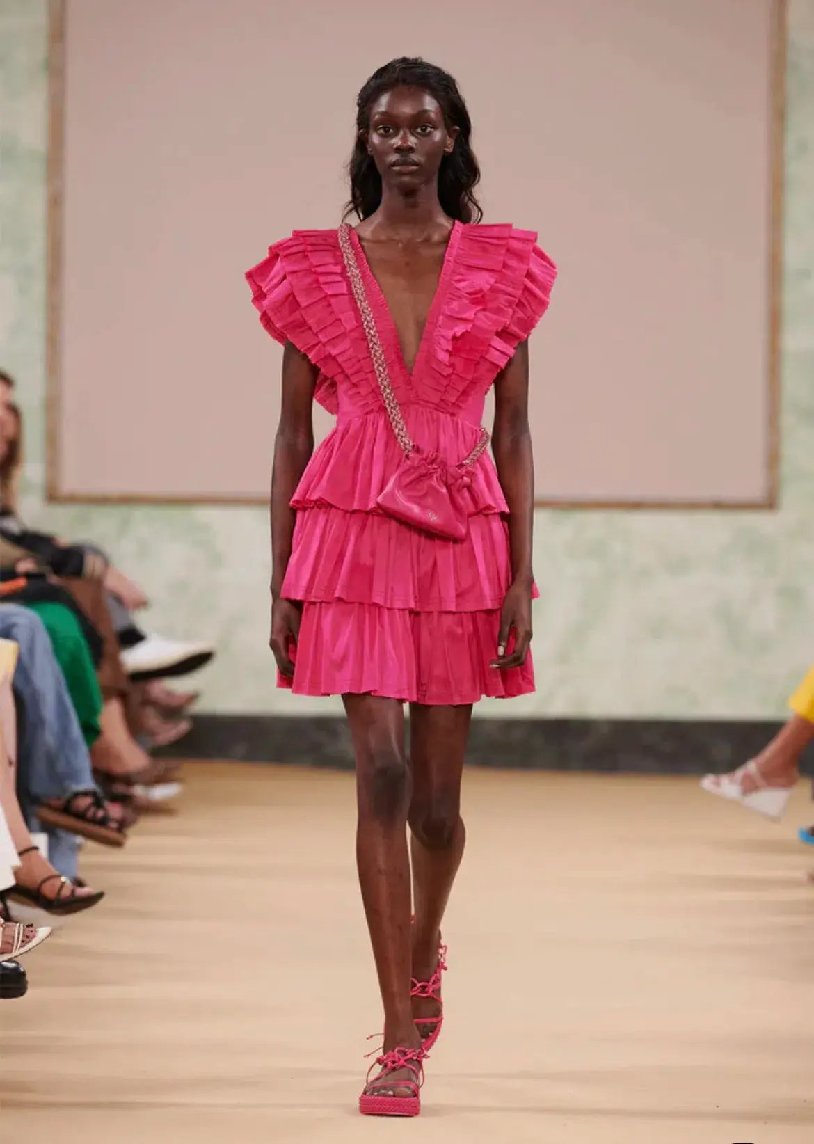 Aje Rhythmic Frilled Mini Dress Pink Size 8 / S photo 3