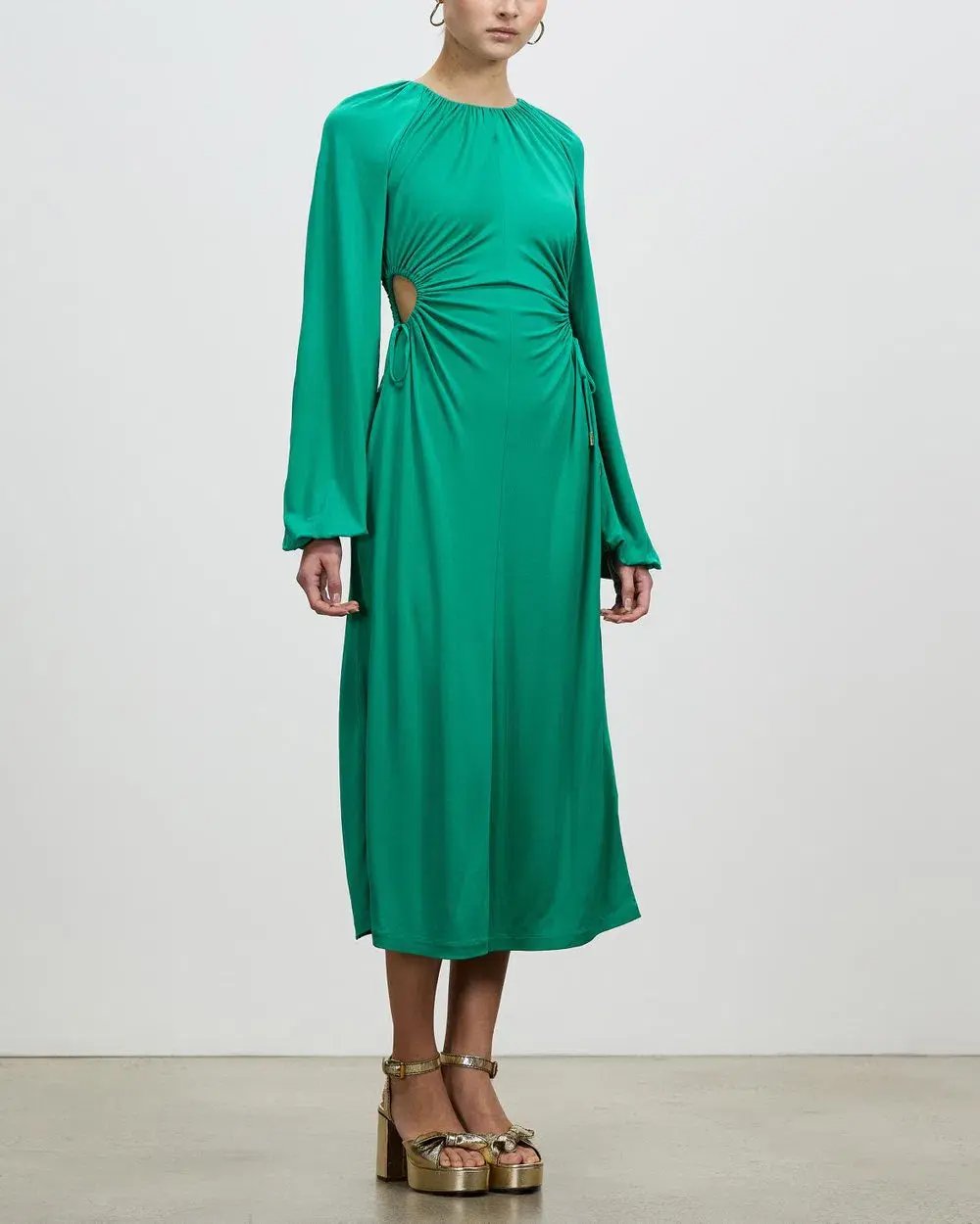 Rebecca Vallance Edie Cut Out Midi Dress Green Size 6 photo 2