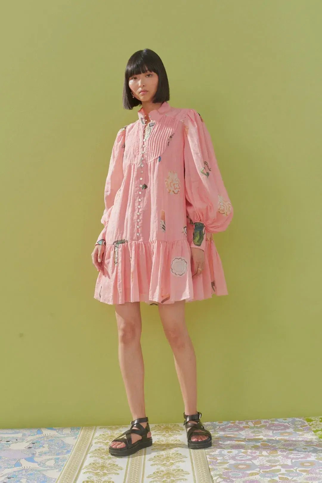 Alemais Cleo Smock Mini Dress Pink Size 10 photo 2
