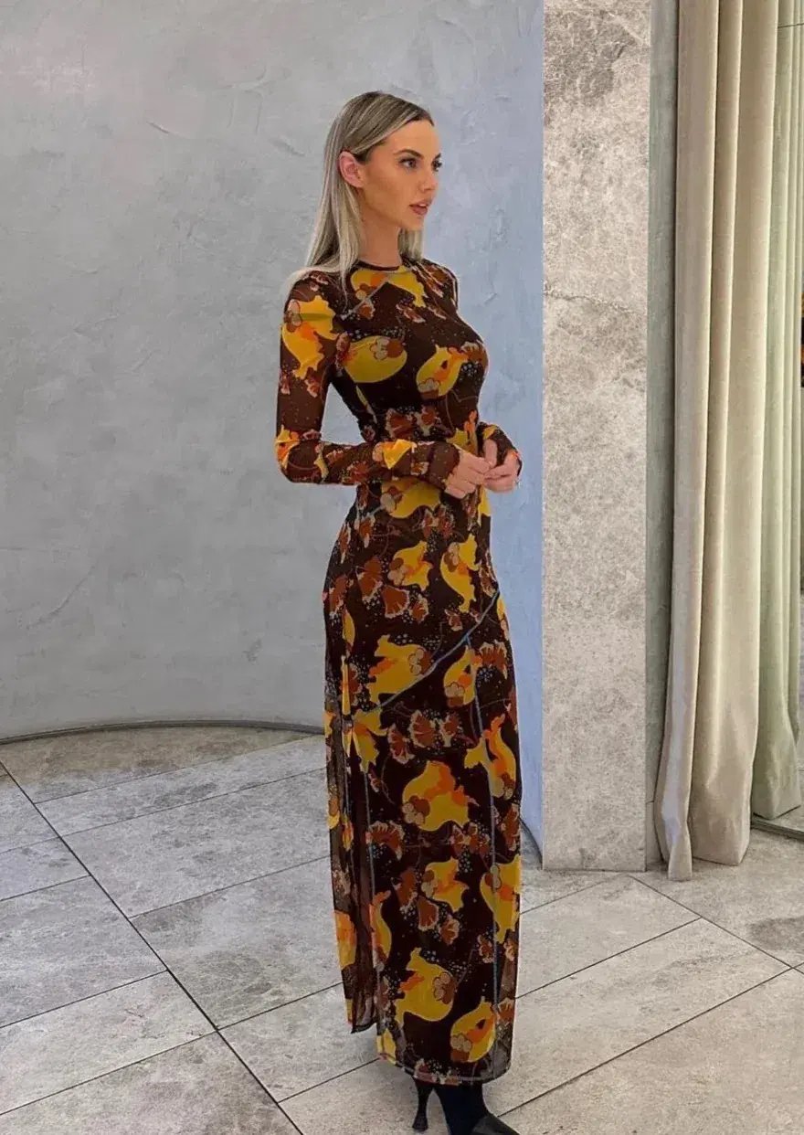 Sir The Label Jacques Mesh Panelled Midi Dress Expressionist Size 2 / AU 10 photo 5