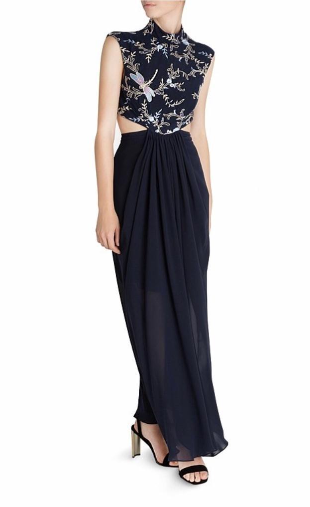 Carla Zampatti The Venus Diaphanous Gown Navy Size 4 photo 6