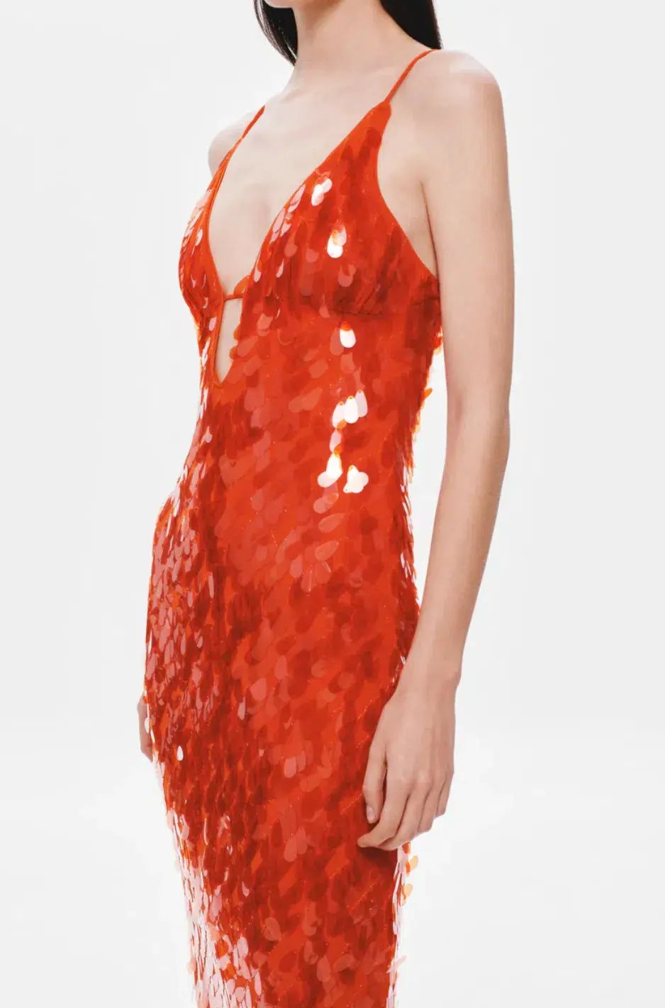 Misha Sapphire Sequin Maxi Dress Red Size 10/M photo 2
