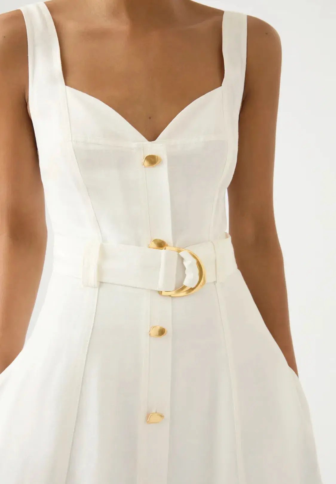 Aje Clay Belted Midi Dress Ivory Size 8 photo 2