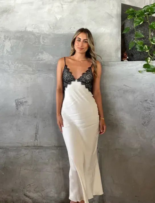 Bec & Bridge Emery Lace Maxi Dress Ivory/Black Size 8 photo 2