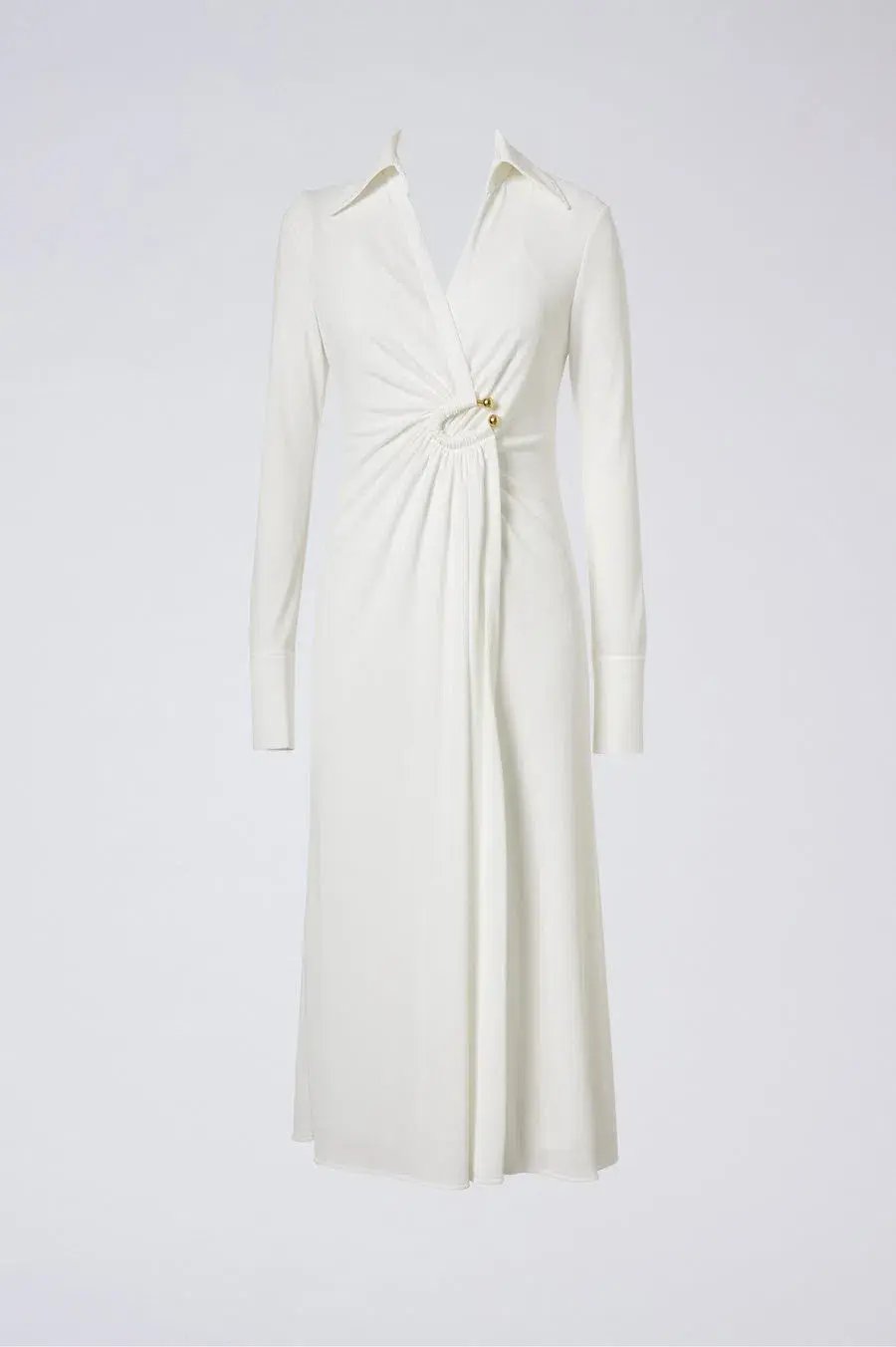 Scanlan Theodore Drape Gold Trim Dress White Size 10 photo 3