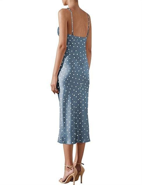 Shona Joy  Bias Slip Midi ICE BLUE / IVORY SPOT photo 2