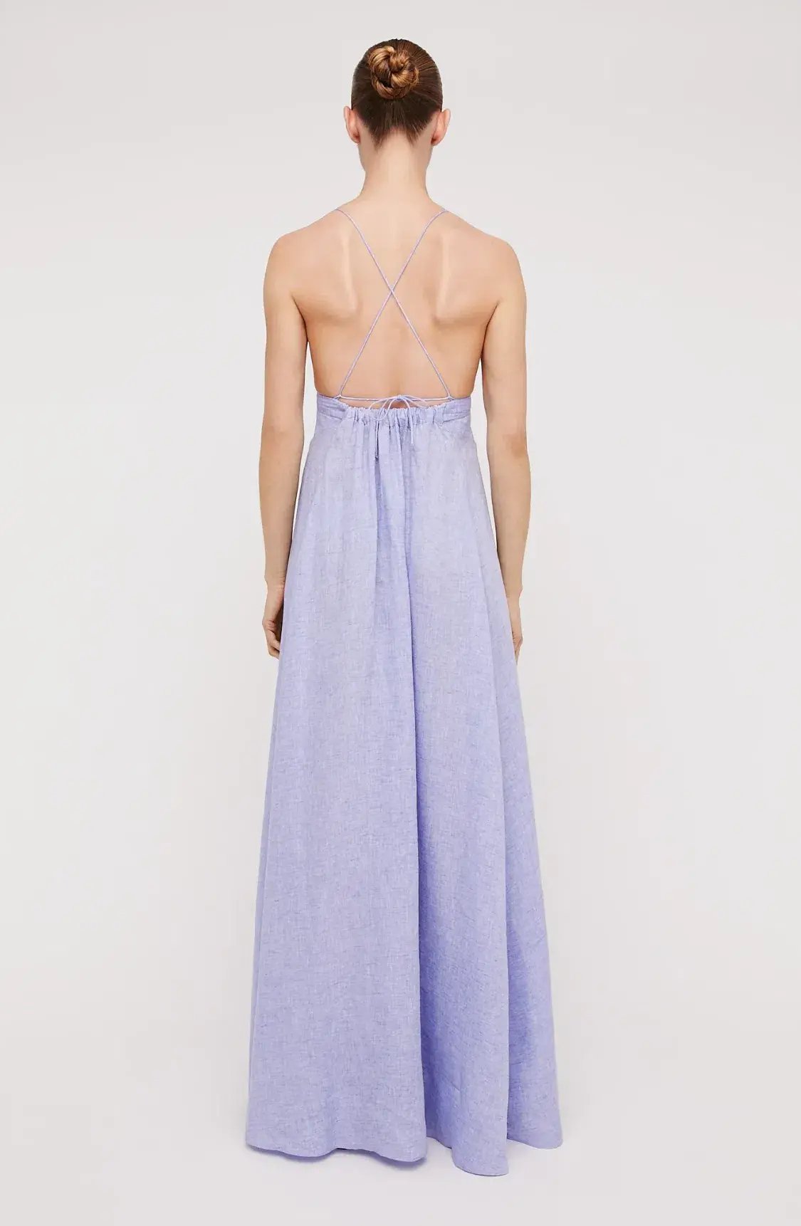 Scanlan Theodore Italian Linen Shoestring Dress Lilac Size 8 photo 3