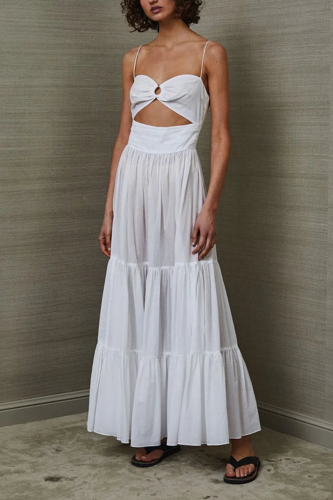 Bec and Bridge Miami Palm Tiered Maxi Dress in White Size 6 photo 2