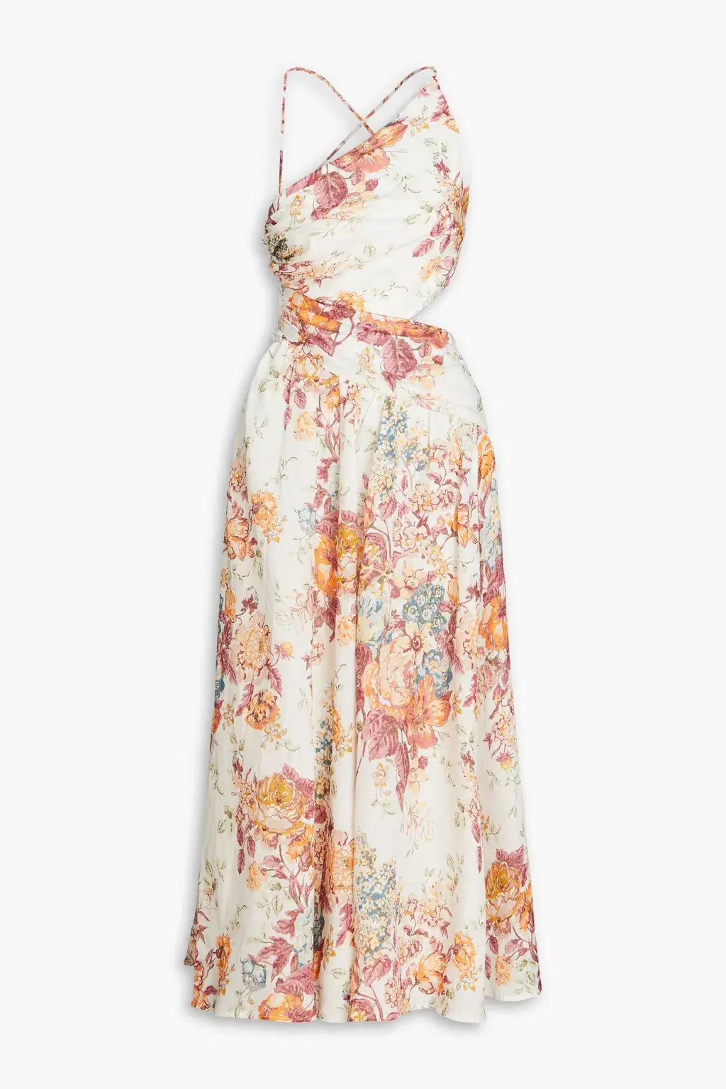 Zimmermann The Pattie Asymmetric Dress in Cream Floral Size 2/AU 12 photo 4