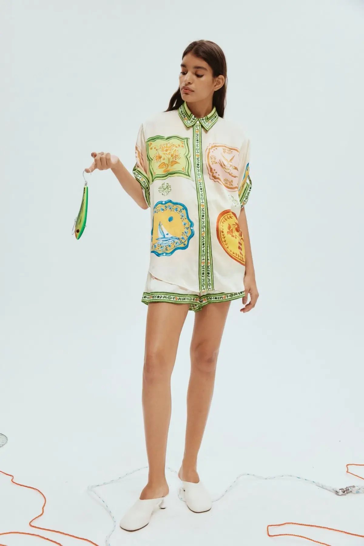 Alemais Porcelain Silk Shirt and Shorts Set Print Size 8 photo 2