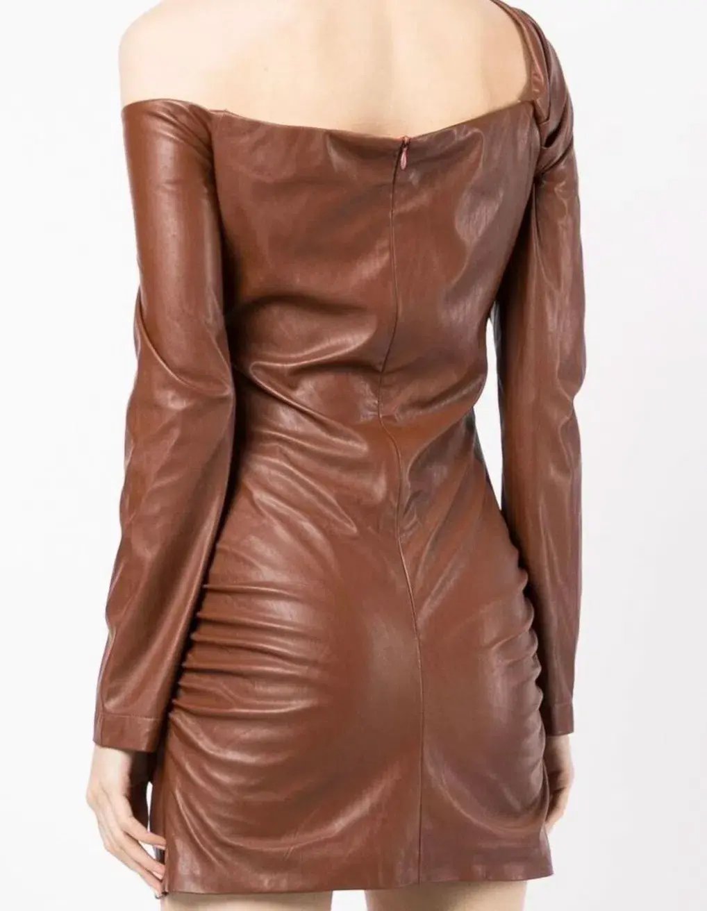 Manning Cartell Asymmetrical Long Sleeve Mini Dress Brown Size 10 photo 3