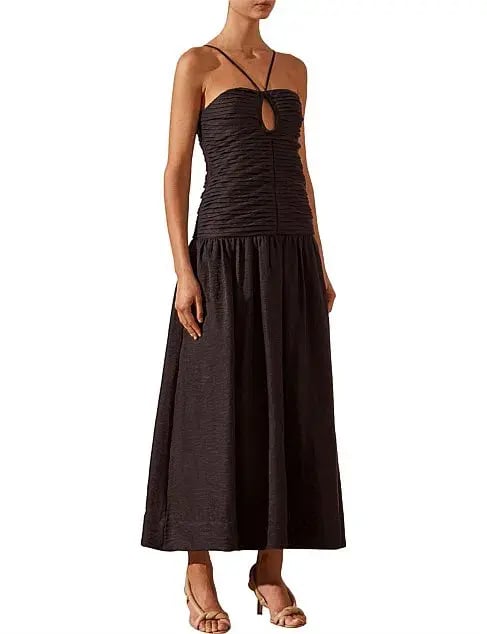 Shona Joy Thea Sleevless Keyhole Midi Dress Black Size 8 photo 2