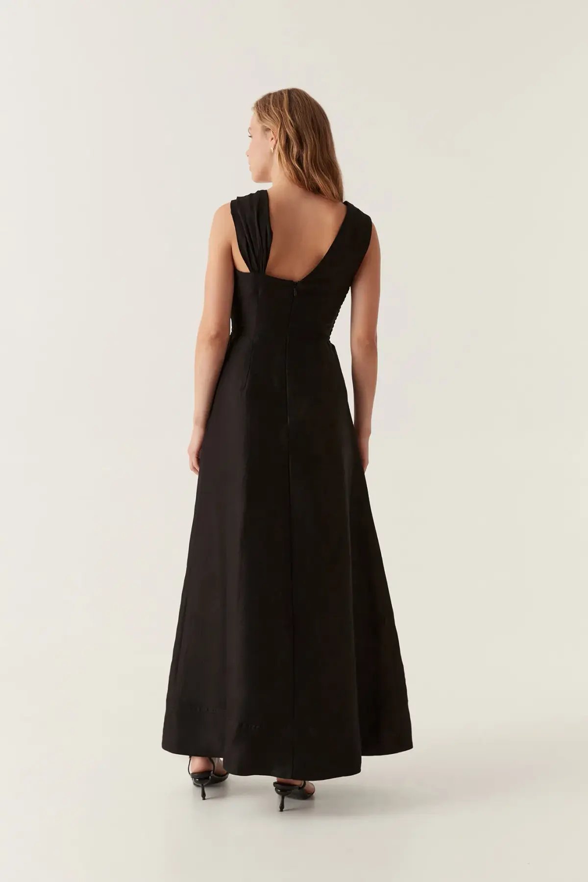 Aje Electra Scrunch Midi Dress Black Size 12 photo 2