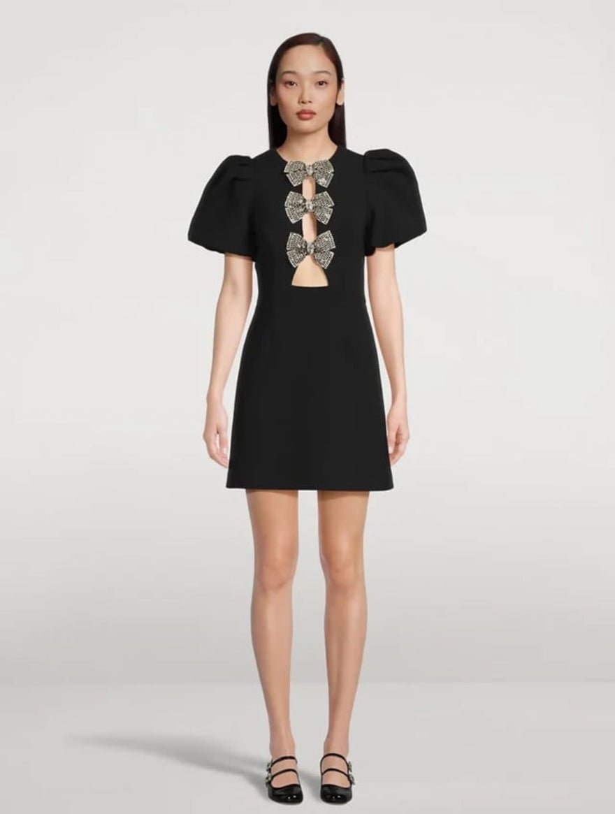 Rebecca Vallance Yvonne Bow Mini Dress in Black photo 2