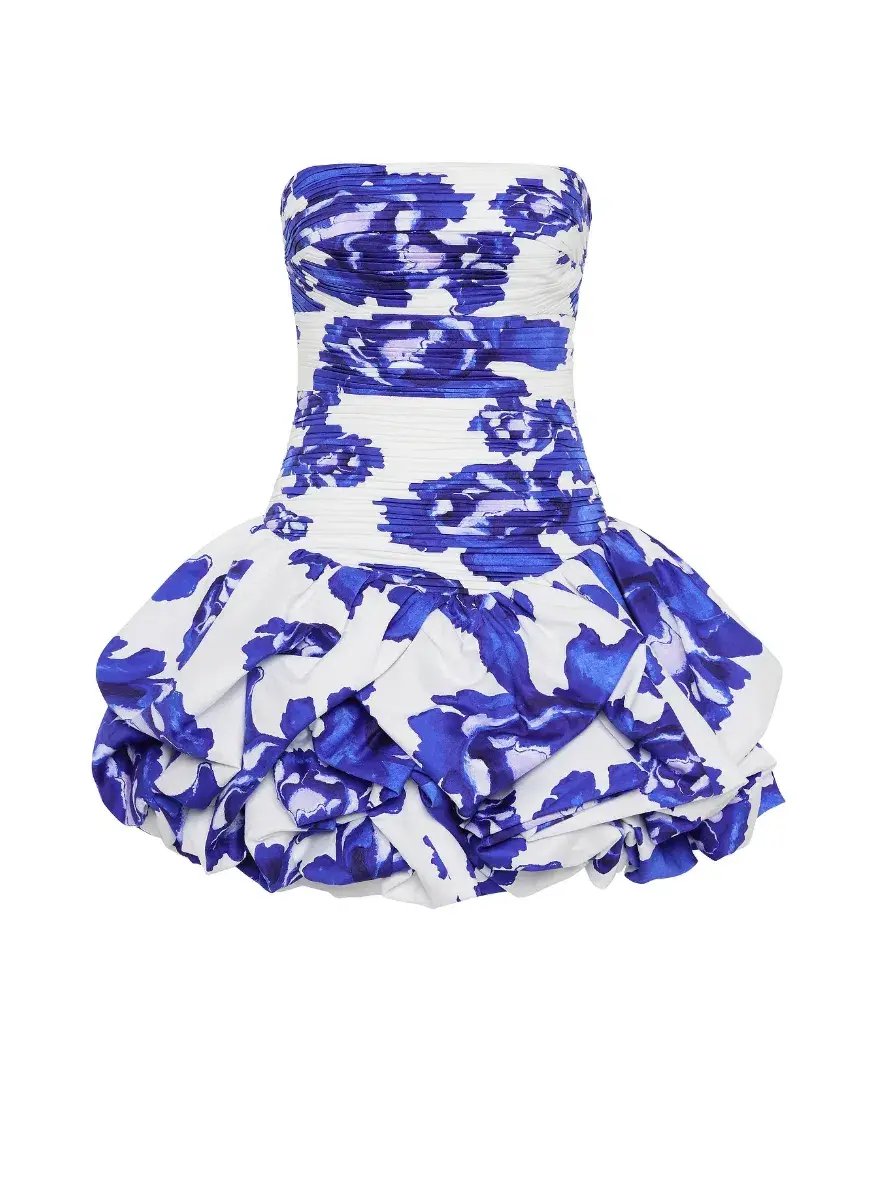 Aje Violette Bubble Hem Mini Dress in Boldly Blooming Cobalt Size AU 8 photo 5