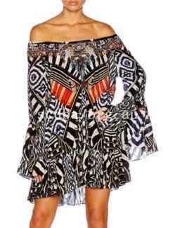 Camilla Louwalan Tales A Line Frill Black & Red Dress Size 10 photo 2