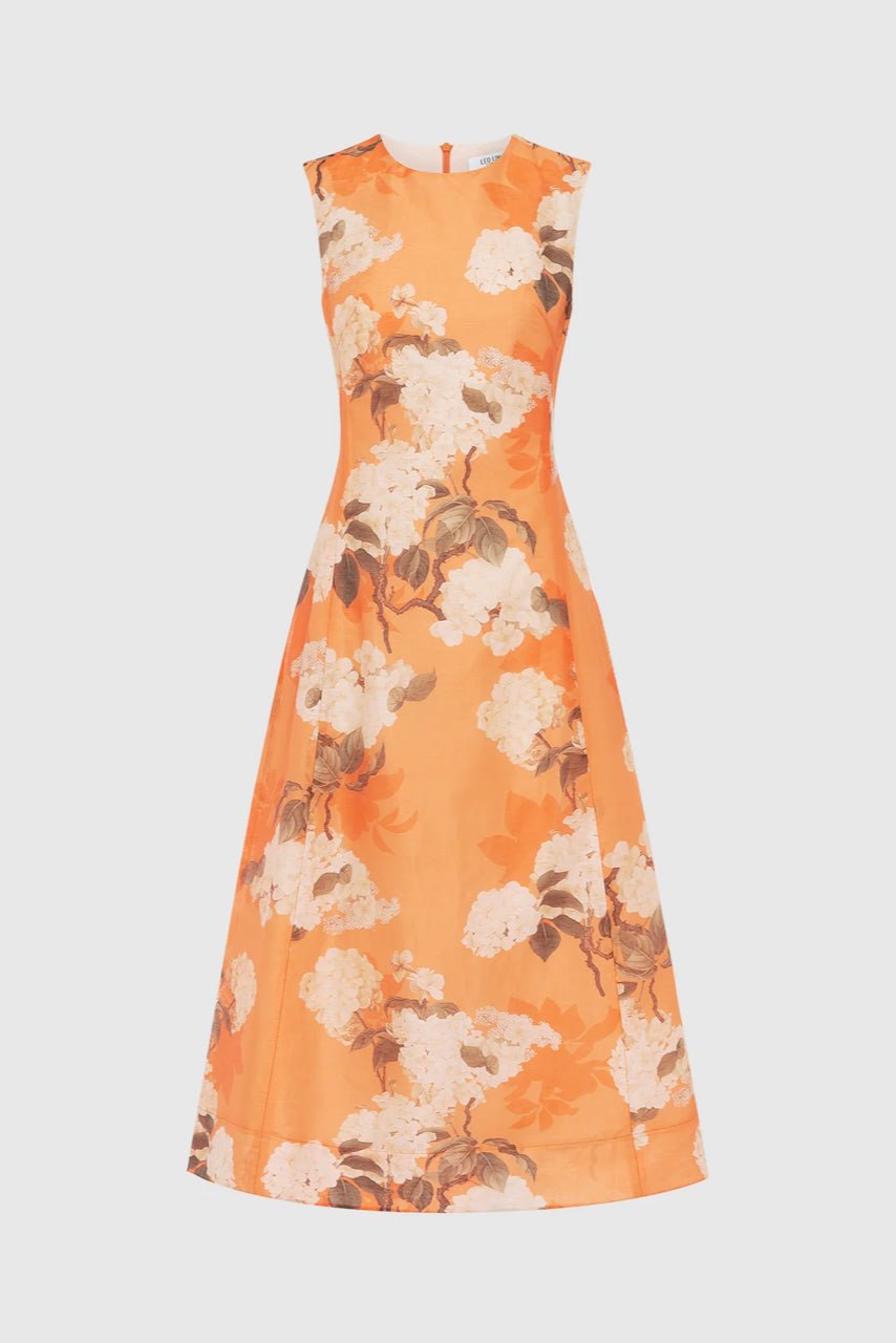 LEO LIN CLEO SLEEVELESS MIDI DRESS - HYDRANGEA PRINT IN TANGERINE photo 5
