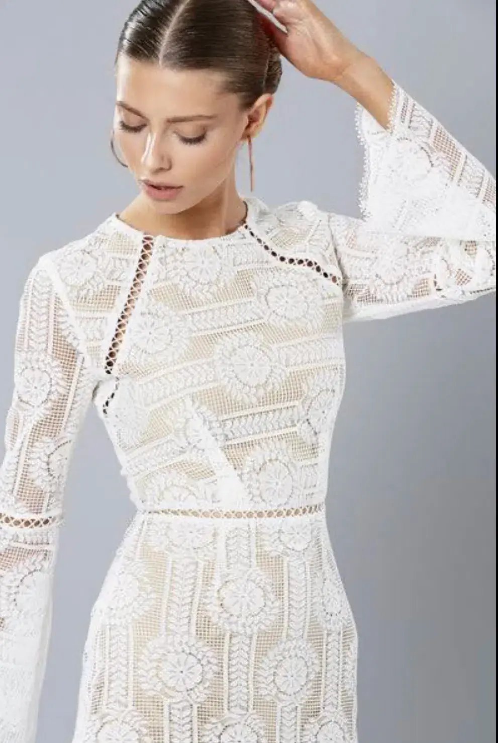 Winona Wisteria Long Sleeve Dress in White Size AU 8 photo 2