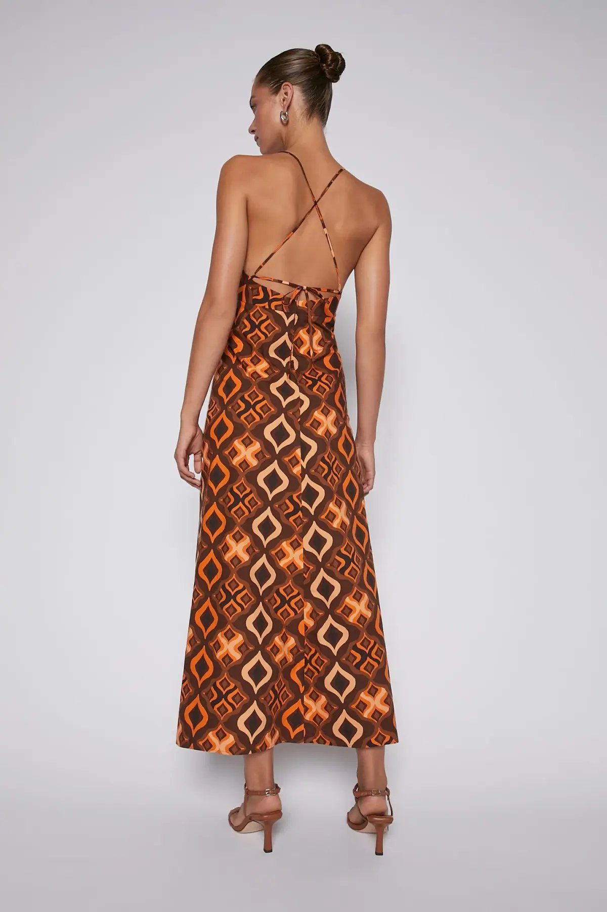 Scanlan Theodore Tile Print Cotton Dress Caramel Size 8 photo 2