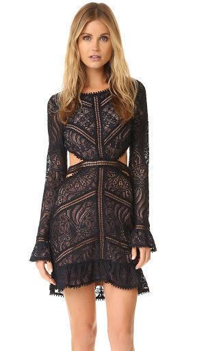 For Love And Lemons Emerie Cut Out Dress Black Lace Sz 10 photo 3