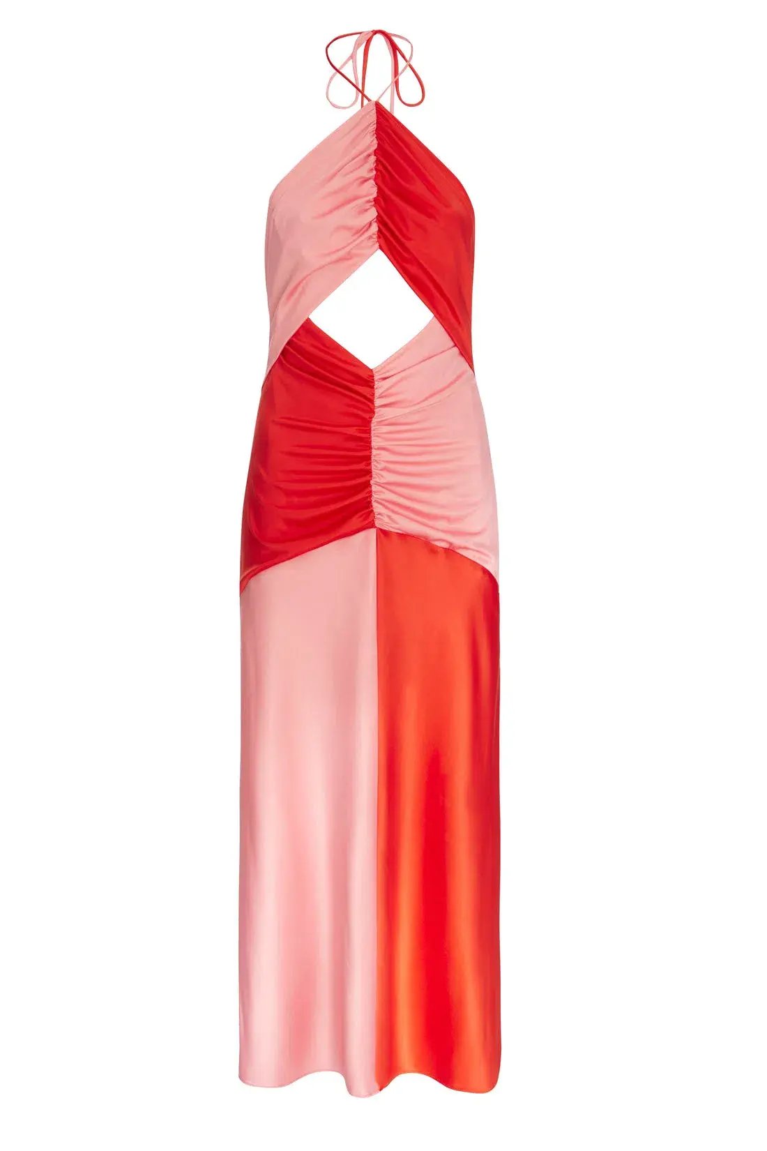 De La Vali Freya Halter Maxi Dress Pink/Red Size 8 photo 6