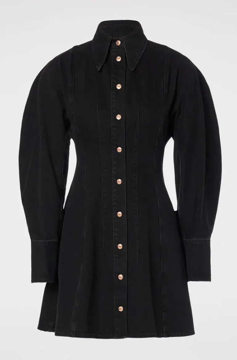 Scanlan Theodore Denim Cocoon Sleeve Mini Dress Black Size 10 photo 4