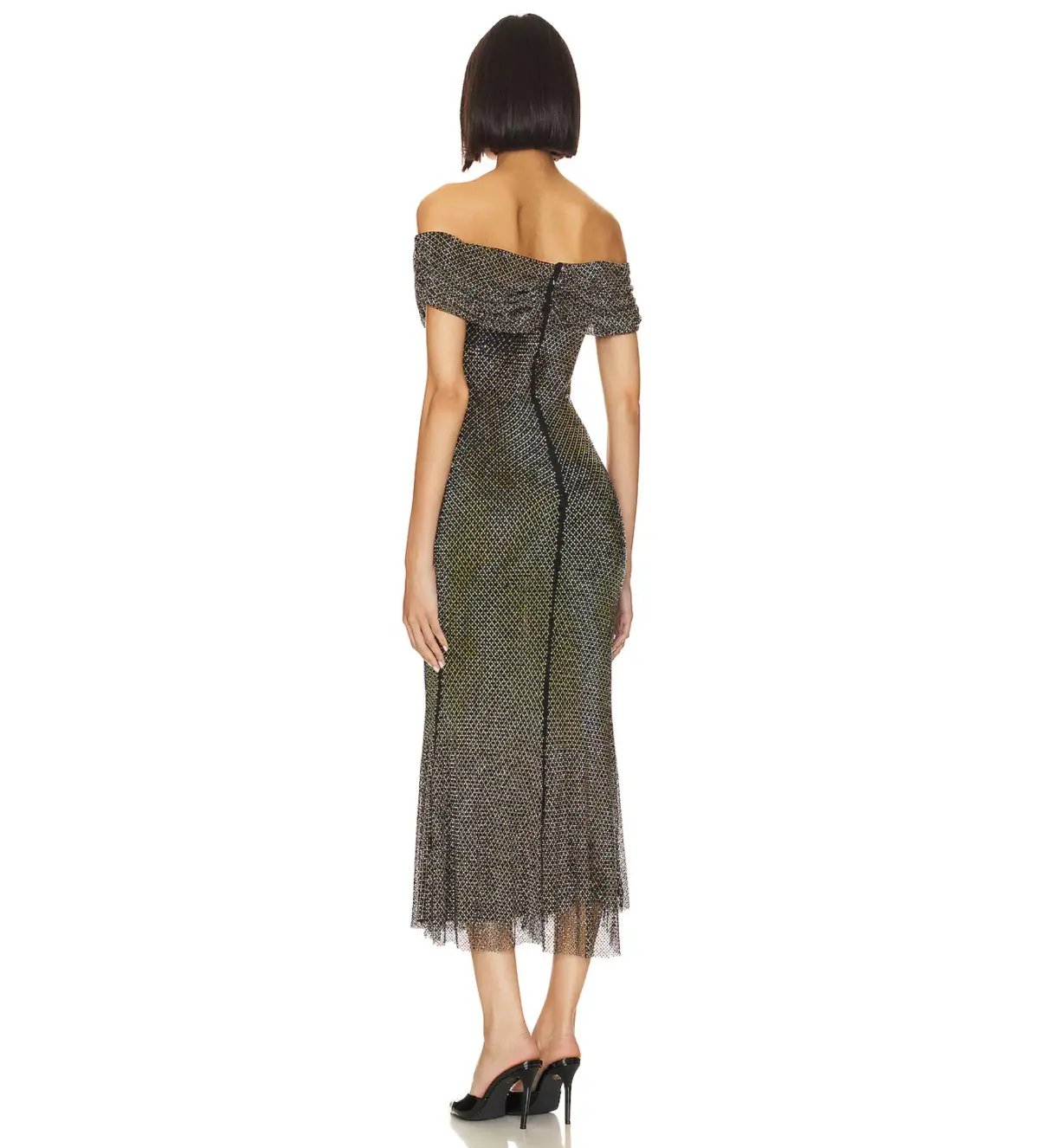 Self Portrait Diamante Midi Dress Black Size AU 8 photo 3