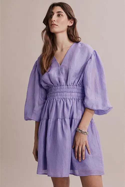 Country Road  Gathered Detail Mini Dress Lilac Size 8 photo 3