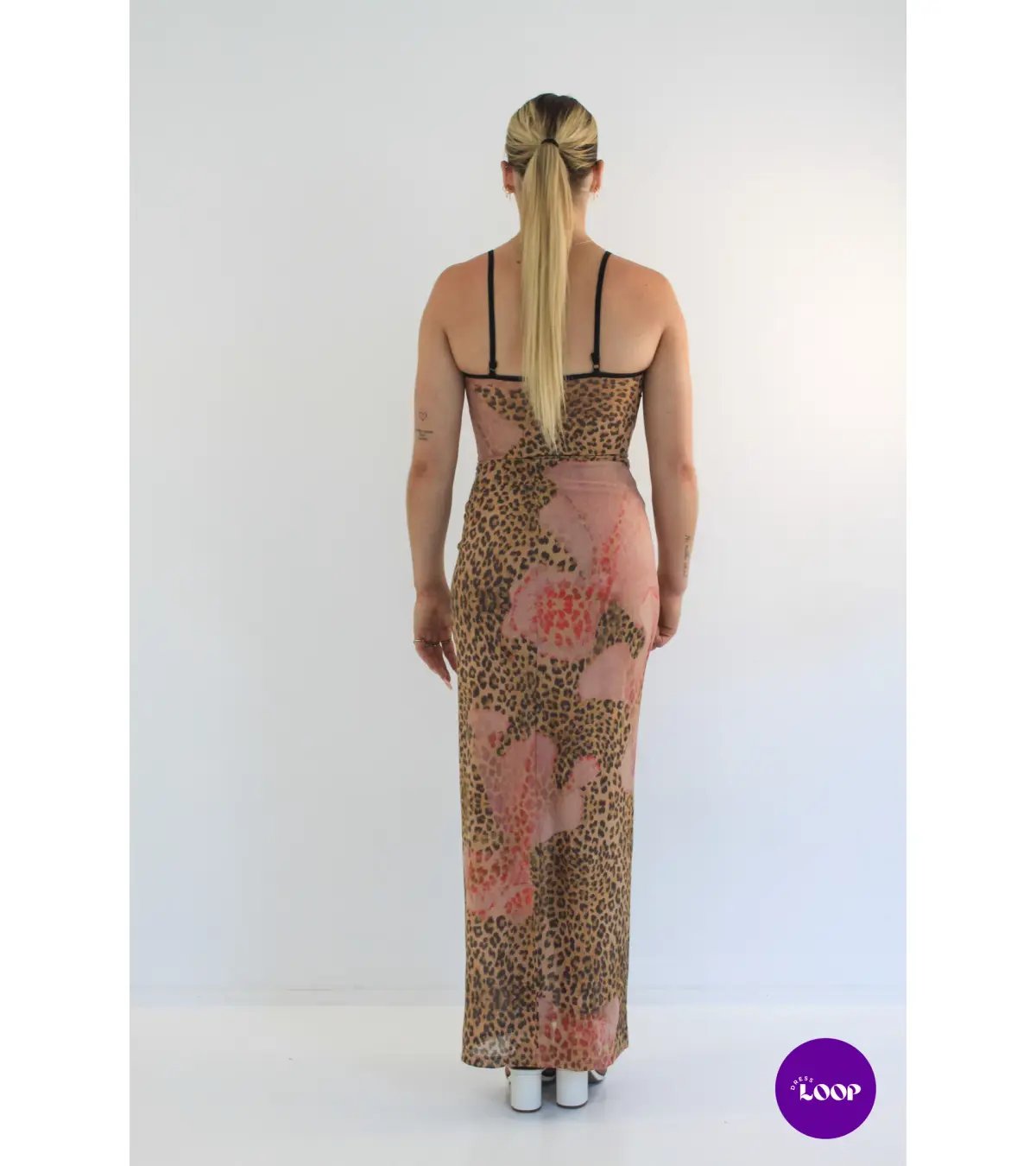 With Harper Lu Mesh Slip Maxi Dress Brown Leopard Size S/AU 8 photo 4